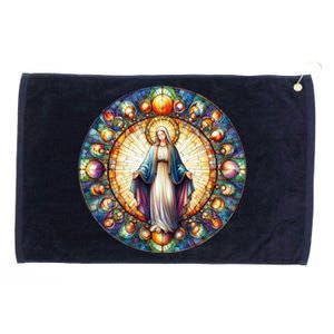 Mother Mary Stained Glass Collection: Mother Of God Jesus Christ Catholic Grommeted Golf Towel