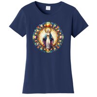 Mother Mary Stained Glass Collection: Mother Of God Jesus Christ Catholic Women's T-Shirt