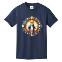 Mother Mary Stained Glass Collection: Mother Of God Jesus Christ Catholic Kids T-Shirt