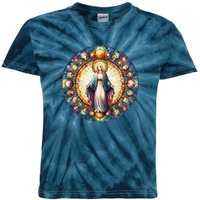 Mother Mary Stained Glass Collection: Mother Of God Jesus Christ Catholic Kids Tie-Dye T-Shirt