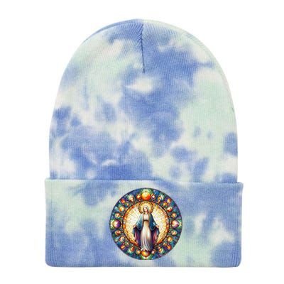 Mother Mary Stained Glass Collection: Mother Of God Jesus Christ Catholic Tie Dye 12in Knit Beanie