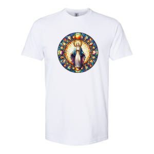 Mother Mary Stained Glass Collection: Mother Of God Jesus Christ Catholic Softstyle CVC T-Shirt