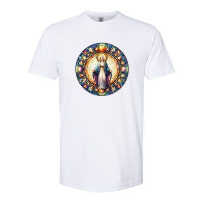 Mother Mary Stained Glass Collection: Mother Of God Jesus Christ Catholic Softstyle® CVC T-Shirt