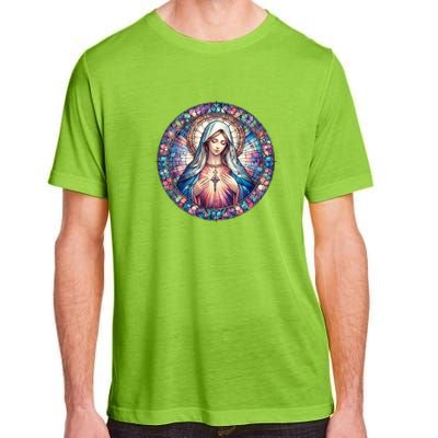 Mother Mary Stained Glass Collection: Heart God Jesus Christ Cross Catholic Adult ChromaSoft Performance T-Shirt