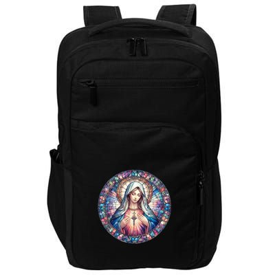 Mother Mary Stained Glass Collection: Heart God Jesus Christ Cross Catholic Impact Tech Backpack