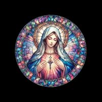 Mother Mary Stained Glass Collection: Heart God Jesus Christ Cross Catholic Baby Bodysuit