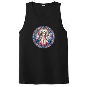 Mother Mary Stained Glass Collection: Heart God Jesus Christ Cross Catholic PosiCharge Competitor Tank