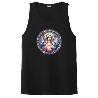 Mother Mary Stained Glass Collection: Heart God Jesus Christ Cross Catholic PosiCharge Competitor Tank