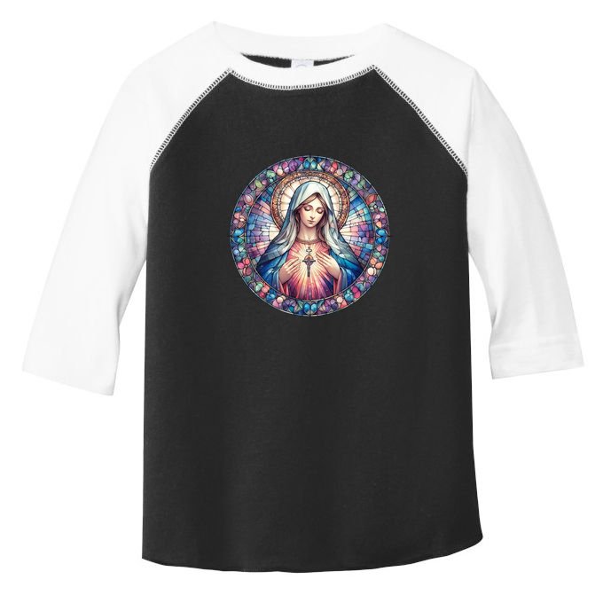 Mother Mary Stained Glass Collection: Heart God Jesus Christ Cross Catholic Toddler Fine Jersey T-Shirt