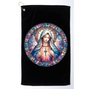 Mother Mary Stained Glass Collection: Heart God Jesus Christ Cross Catholic Platinum Collection Golf Towel