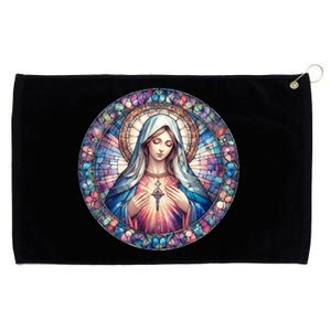 Mother Mary Stained Glass Collection: Heart God Jesus Christ Cross Catholic Grommeted Golf Towel