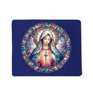 Mother Mary Stained Glass Collection: Heart God Jesus Christ Cross Catholic Mousepad