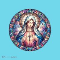 Mother Mary Stained Glass Collection: Heart God Jesus Christ Cross Catholic Button
