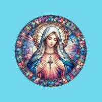 Mother Mary Stained Glass Collection: Heart God Jesus Christ Cross Catholic Womens T-Shirt