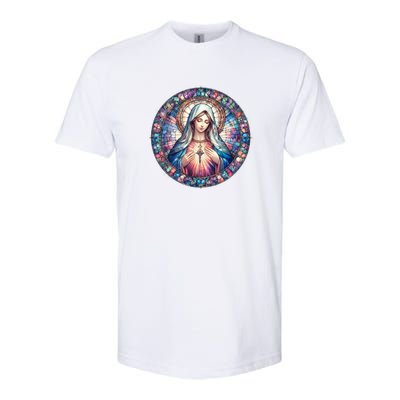 Mother Mary Stained Glass Collection: Heart God Jesus Christ Cross Catholic Softstyle CVC T-Shirt