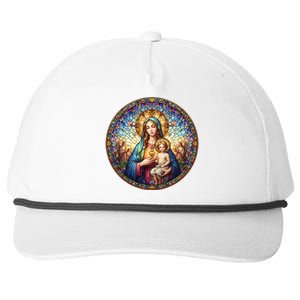 Mother Mary Stained Glass Collection: Sacred Heart Of Mary And Jesus Snapback Five-Panel Rope Hat