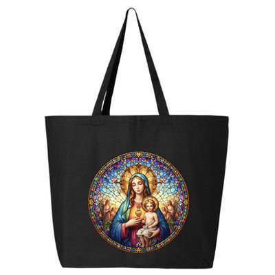 Mother Mary Stained Glass Collection: Sacred Heart Of Mary And Jesus 25L Jumbo Tote