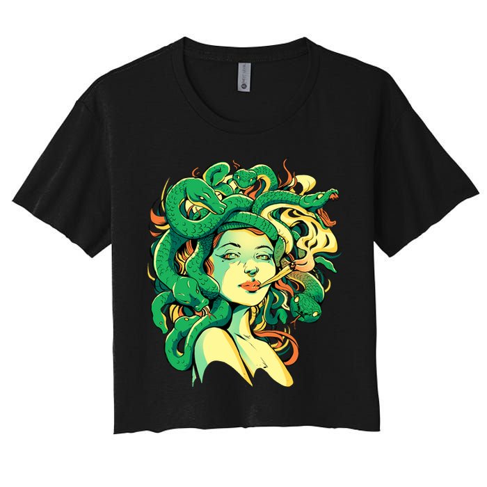 Medusa Marijuana Stoner Women's Crop Top Tee