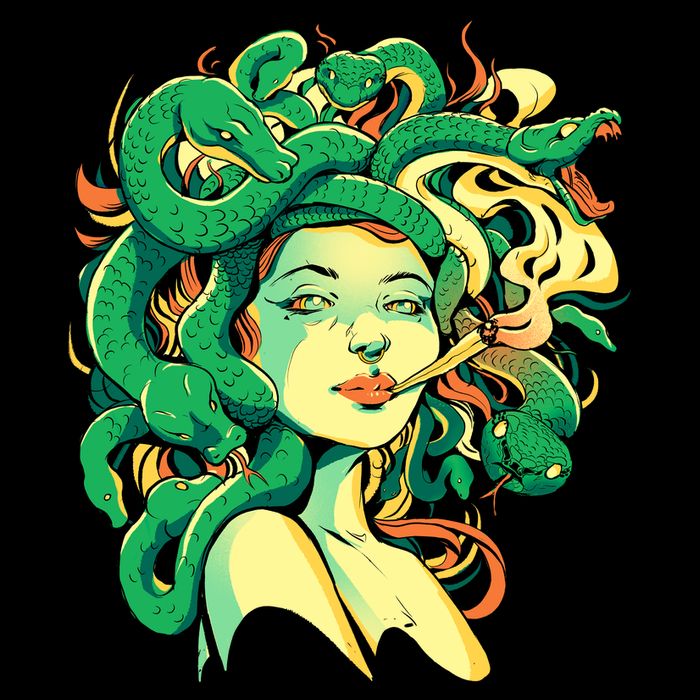 Medusa Marijuana Stoner Cropped Pullover Crew