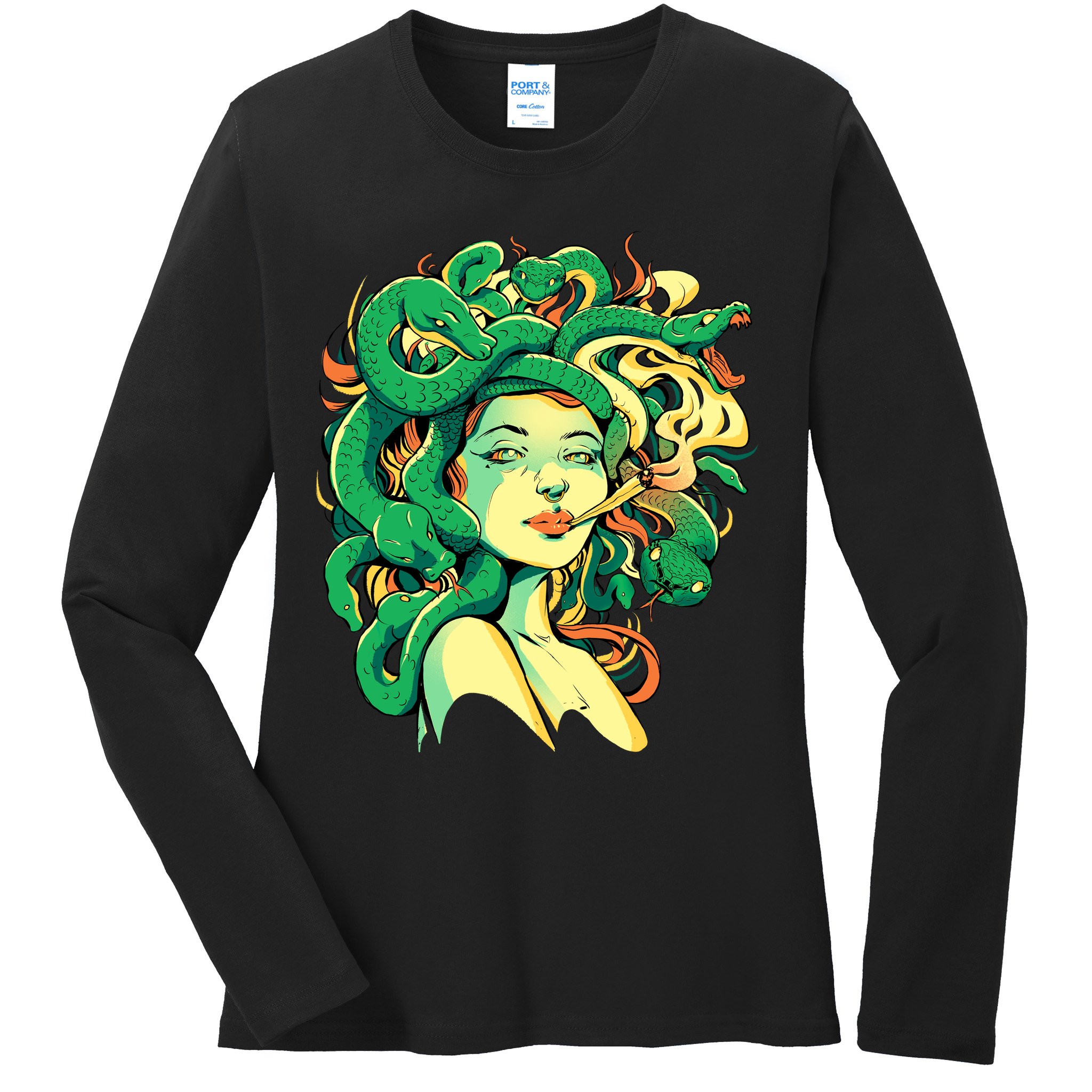 Medusa Marijuana Stoner Ladies Long Sleeve Shirt
