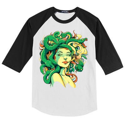 Medusa Marijuana Stoner Kids Colorblock Raglan Jersey