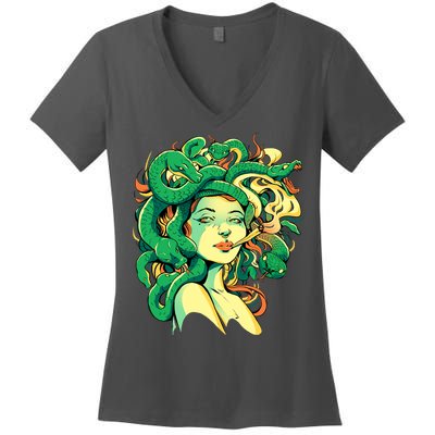 Medusa Marijuana Stoner Women's V-Neck T-Shirt
