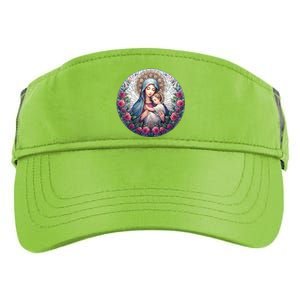 Mother Mary Stained Glass Collection: Roses Mary And Jesus Catholic Christian Adult Drive Performance Visor