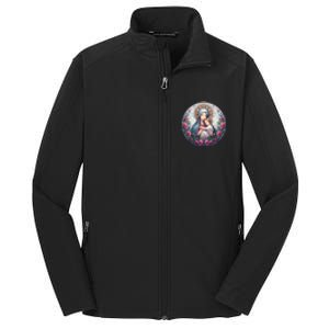 Mother Mary Stained Glass Collection: Roses Mary And Jesus Catholic Christian Core Soft Shell Jacket