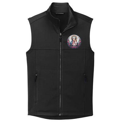 Mother Mary Stained Glass Collection: Roses Mary And Jesus Catholic Christian Collective Smooth Fleece Vest