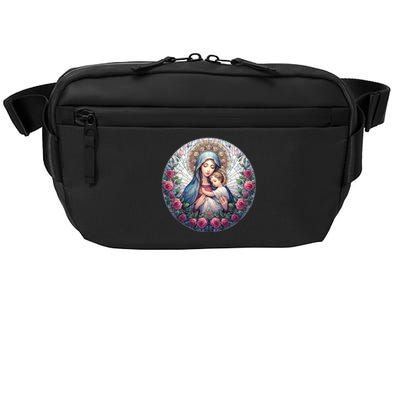 Mother Mary Stained Glass Collection: Roses Mary And Jesus Catholic Christian Crossbody Pack