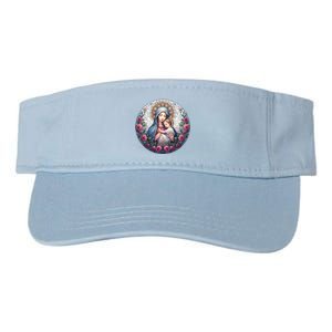 Mother Mary Stained Glass Collection: Roses Mary And Jesus Catholic Christian Valucap Bio-Washed Visor