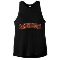 Minnesota Mn State Varsity Style Faded Design Ladies PosiCharge Tri-Blend Wicking Tank