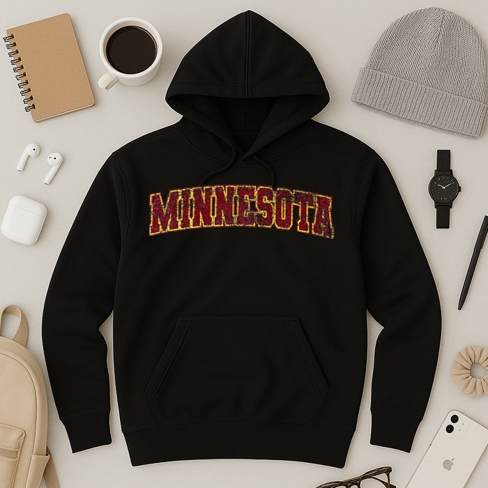 Minnesota Mn State Varsity Style Faded Design Hoodie