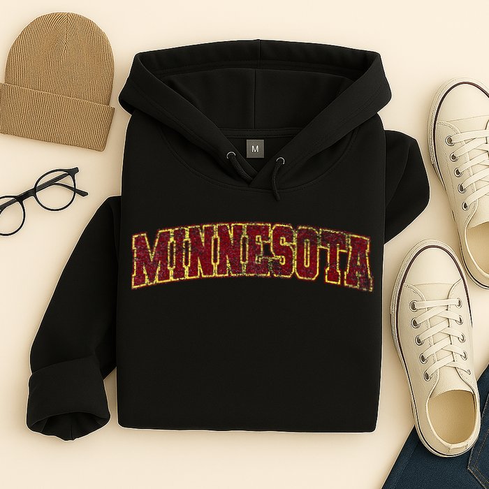 Minnesota Mn State Varsity Style Faded Design Hoodie