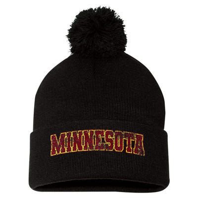 Minnesota Mn State Varsity Style Faded Design Pom Pom 12in Knit Beanie