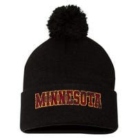 Minnesota Mn State Varsity Style Faded Design Pom Pom 12in Knit Beanie
