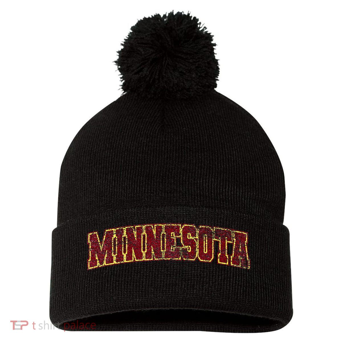 Minnesota Mn State Varsity Style Faded Design Pom Pom 12in Knit Beanie