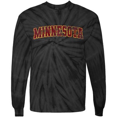 Minnesota Mn State Varsity Style Faded Design Tie-Dye Long Sleeve Shirt