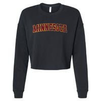 Minnesota Mn State Varsity Style Faded Design Cropped Pullover Crew