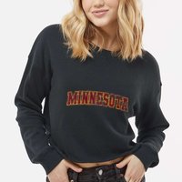 Minnesota Mn State Varsity Style Faded Design Cropped Pullover Crew