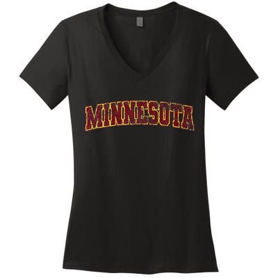 Minnesota Mn State Varsity Style Faded Design Women's V-Neck T-Shirt