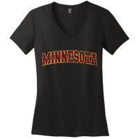 Minnesota Mn State Varsity Style Faded Design Women's V-Neck T-Shirt