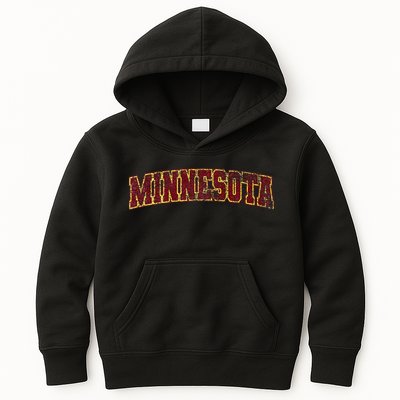 Minnesota Mn State Varsity Style Faded Design Kids Hoodie