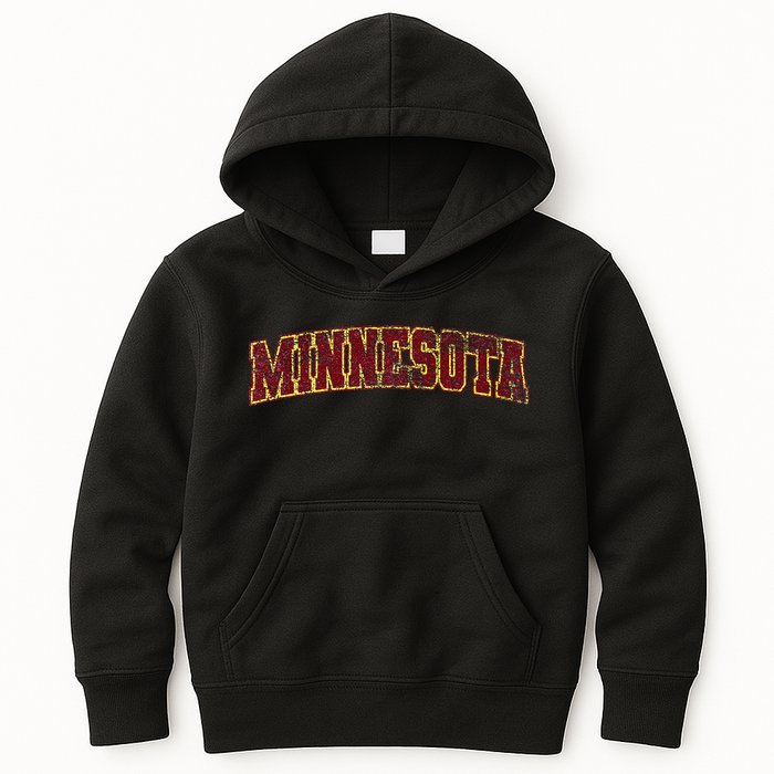 Minnesota Mn State Varsity Style Faded Design Kids Hoodie