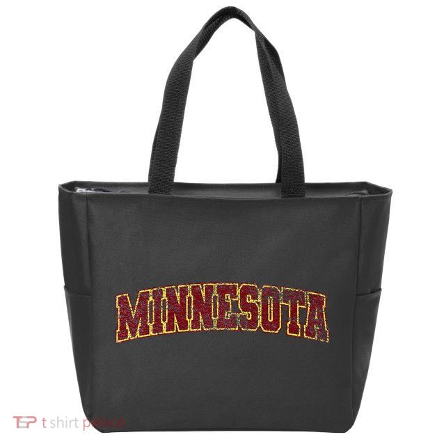 Minnesota Mn State Varsity Style Faded Design Zip Tote Bag