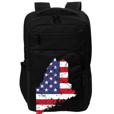 Maine Map State American Flag 4th Of July Pride Impact Tech Backpack