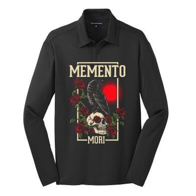 Memento Mori Stoicism Philosophy Stoic Philosopher Quote Silk Touch Performance Long Sleeve Polo