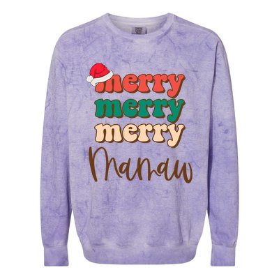 Merry Mamaw Santa Claus Hat Funny Family Christmas Pajama Meaningful Gift Colorblast Crewneck Sweatshirt