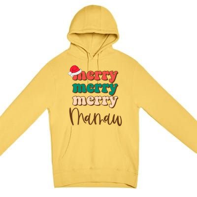 Merry Mamaw Santa Claus Hat Funny Family Christmas Pajama Meaningful Gift Premium Pullover Hoodie