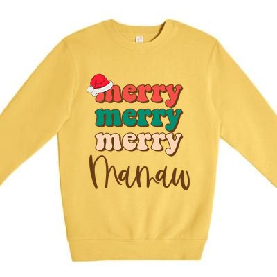 Merry Mamaw Santa Claus Hat Funny Family Christmas Pajama Meaningful Gift Premium Crewneck Sweatshirt